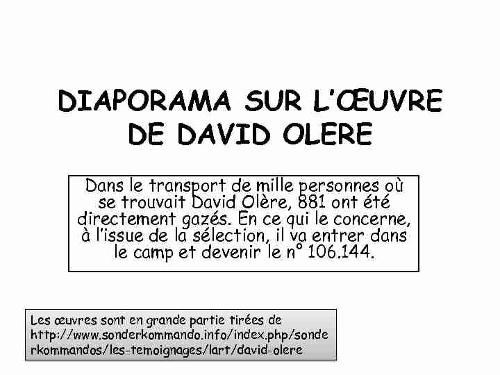 [PDF] DIAPORAMA SUR LŒUVRE DE DAVID OLERE