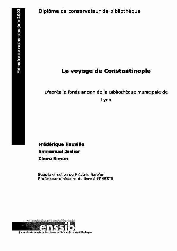 [PDF] Voyage de Constantinople - Enssib