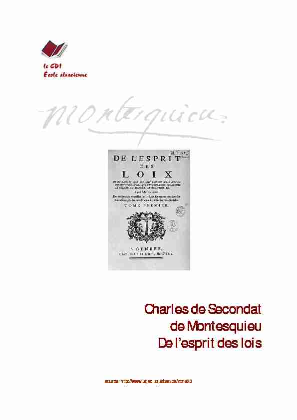 [PDF] Charles de Secondat de Montesquieu De lesprit des lois