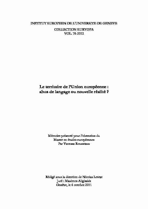 [PDF] Le territoire de lUnion européenne - Université de Genève