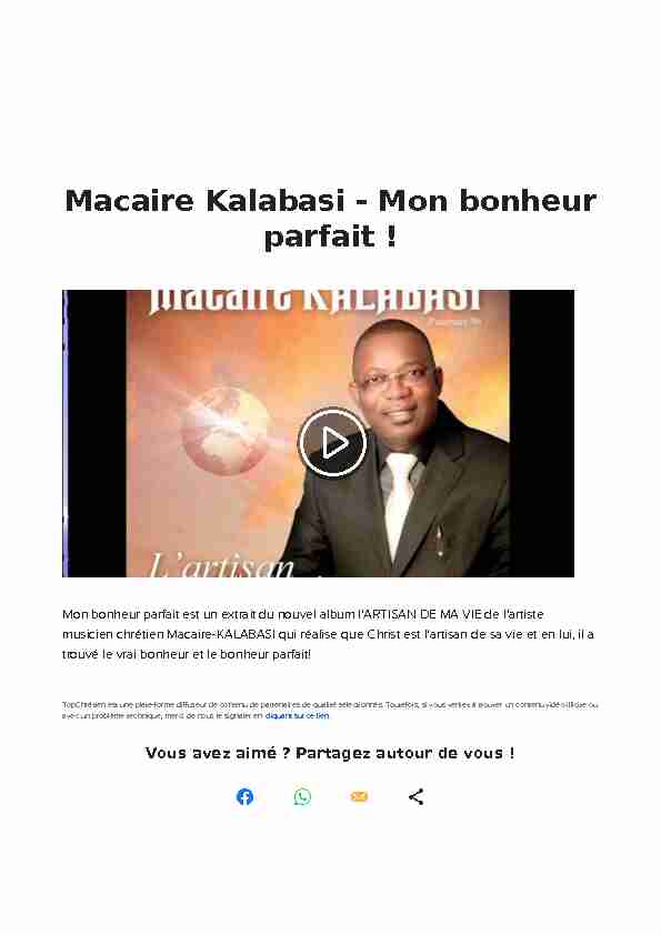 Macaire Kalabasi - Mon bonheur parfait ! - TopMusic