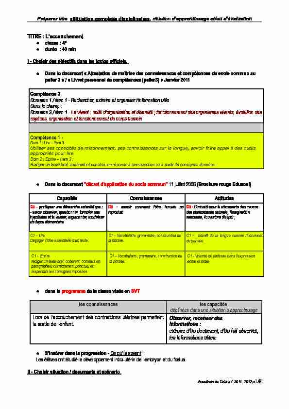 [PDF] Laccouchement - Académie de Créteil