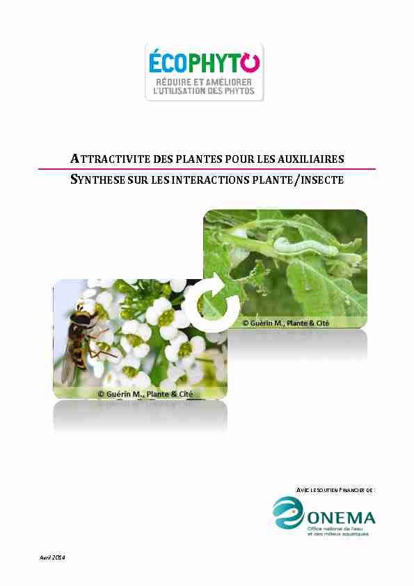 ATTRACTIVITE DES PLANTES POUR LES AUXILIAIRES