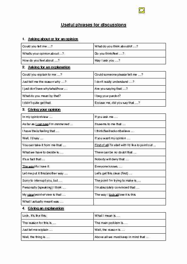[PDF] Useful phrases for discussions
