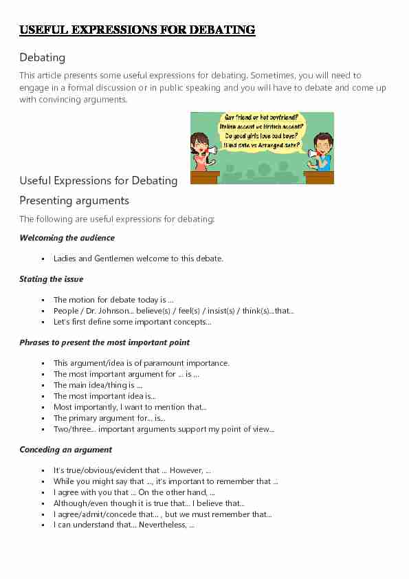 [PDF] USEFUL EXPRESSIONS FOR DEBATING