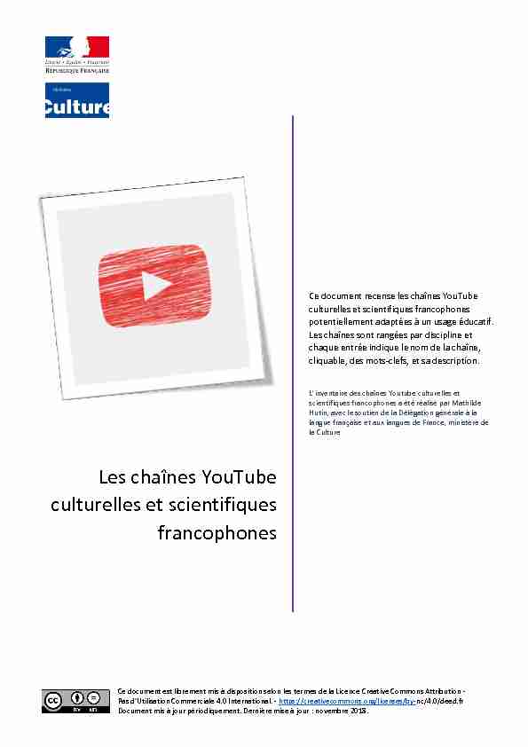 Les chaînes YouTube culturelles et scientifiques francophones