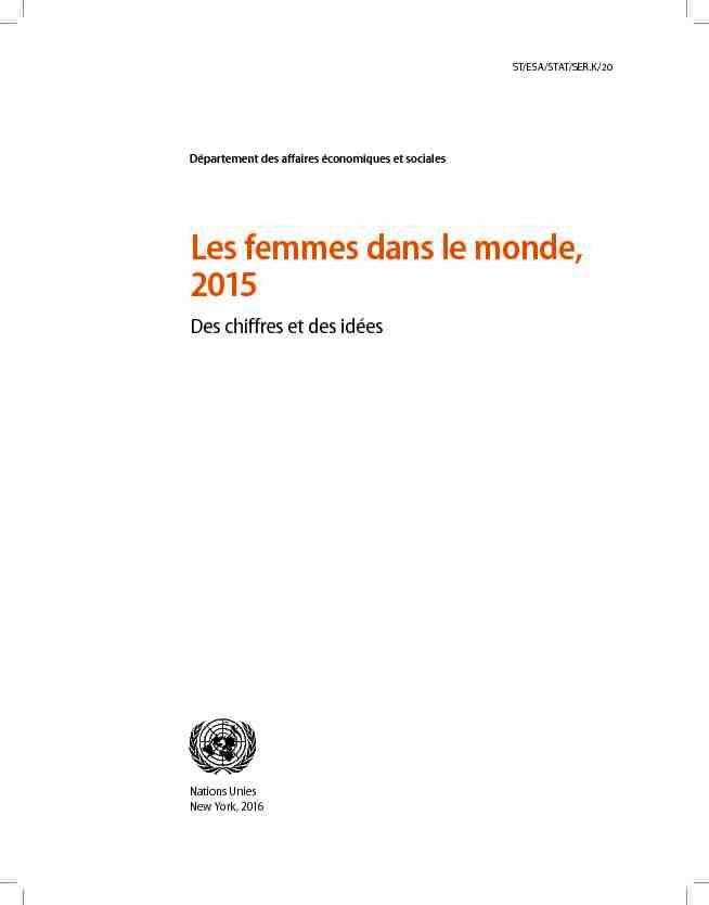 [PDF] Les femmes dans le monde 2015 - UN Statistics Division