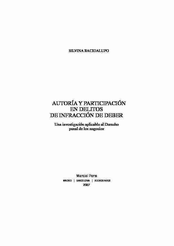 [PDF] AUTORÍA Y PARTICIPACIÓN EN DELITOS DE INFRACCIÓN DE