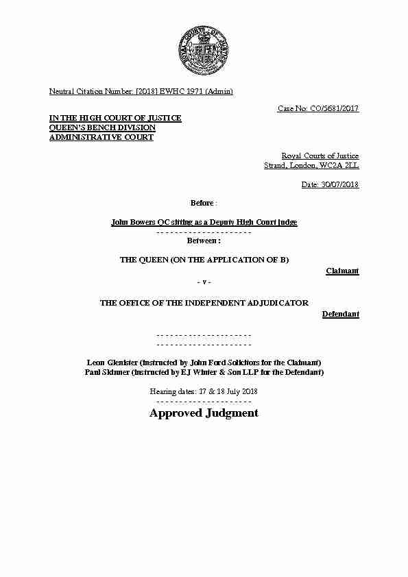[PDF] High Court Judgment Template - Office of the Independent