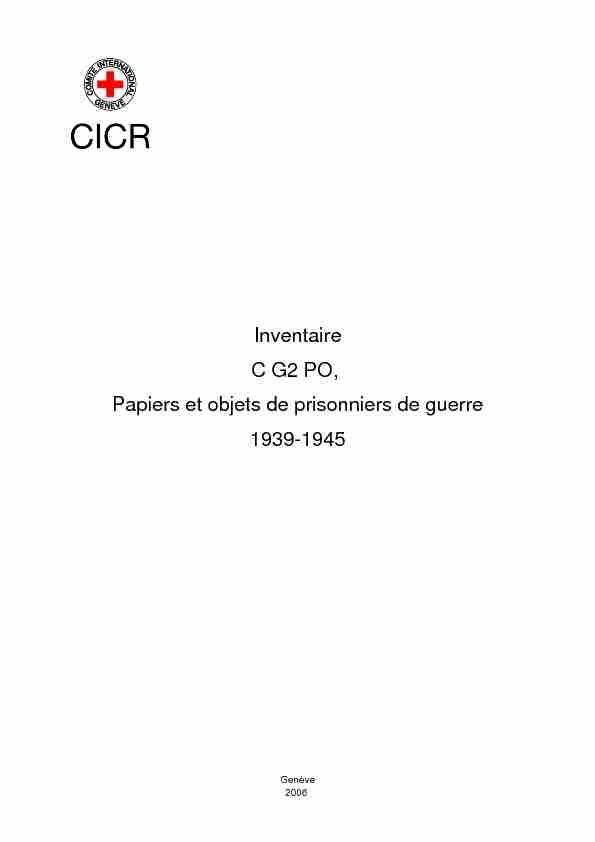 [PDF] Inventaire C G2 PO, Papiers et objets de prisonniers de guerre 1939