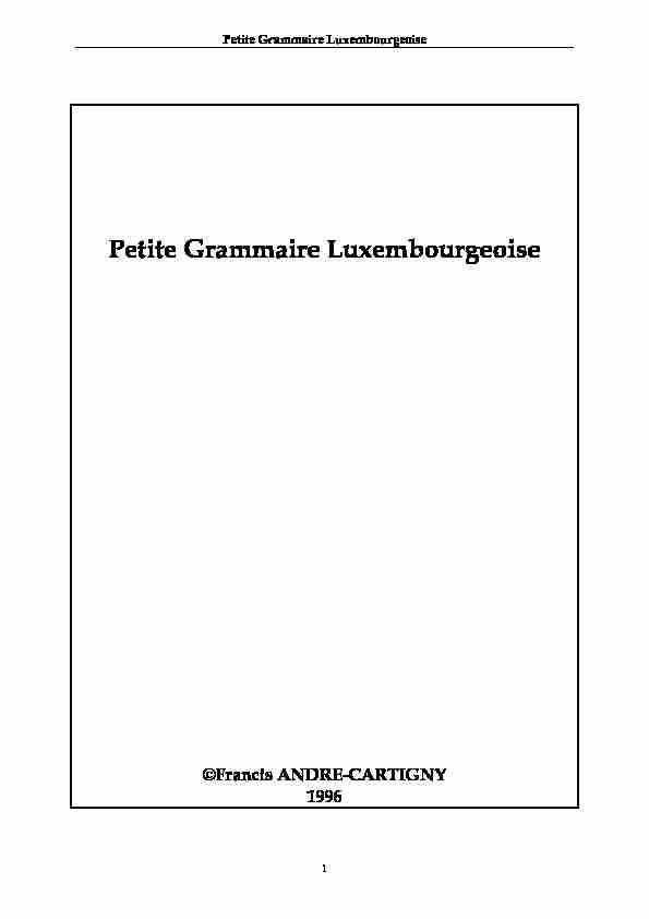 [PDF] Petite Grammaire Luxembourgeoise - Freelang
