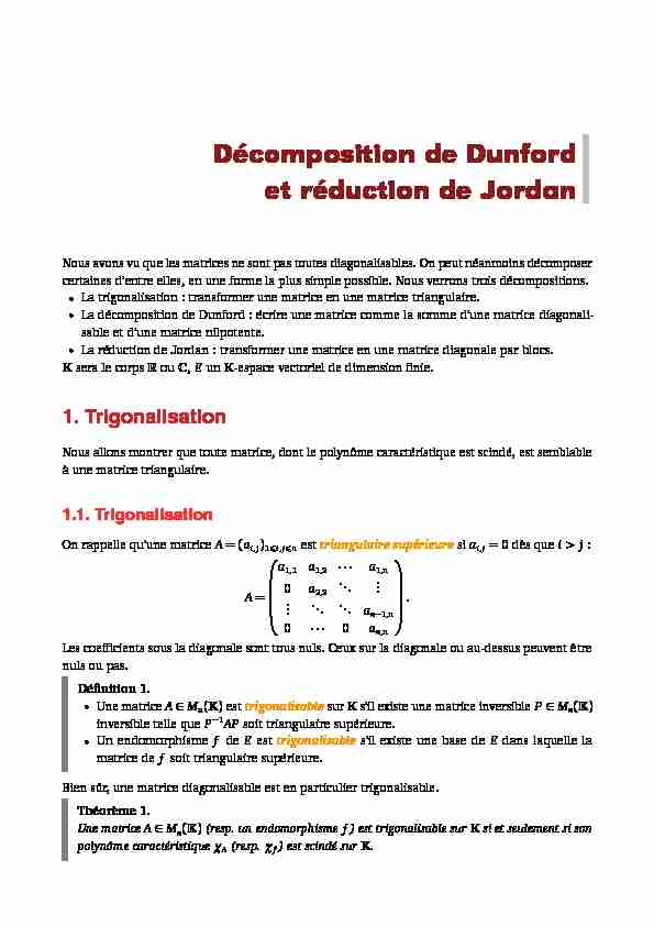 [PDF] Décomposition de Dunford et réduction de Jordan - Exo7 - Cours de