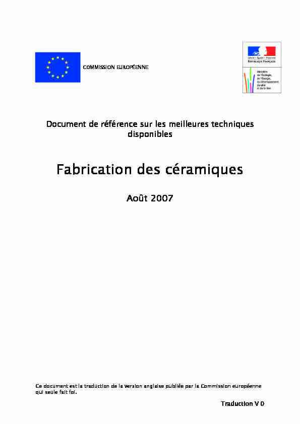 [PDF] BREF Fabrication des produits céramiques - Document intégral - AIDA