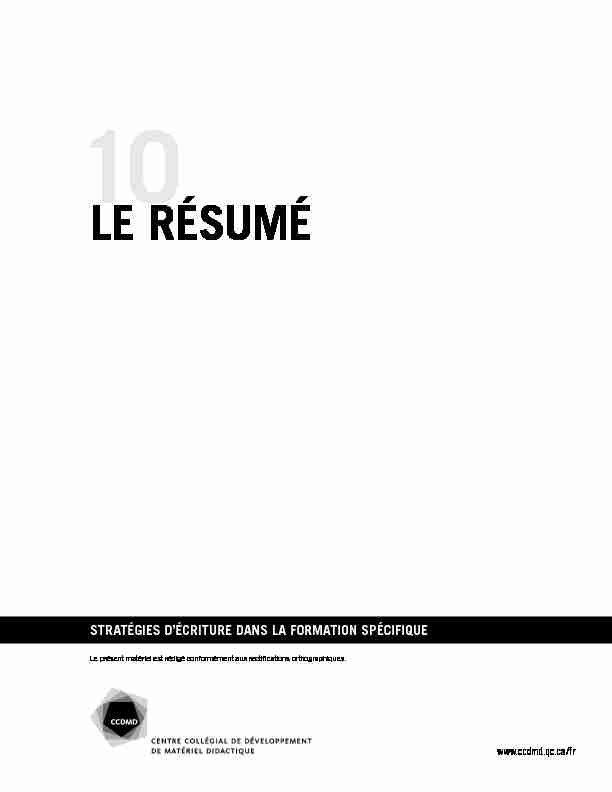 [PDF] LE RÉSUMÉ - CCDMD