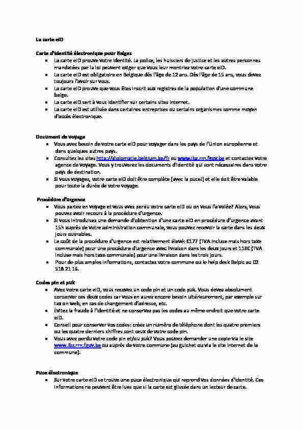 [PDF] Carte didentité électronique pour Belges
