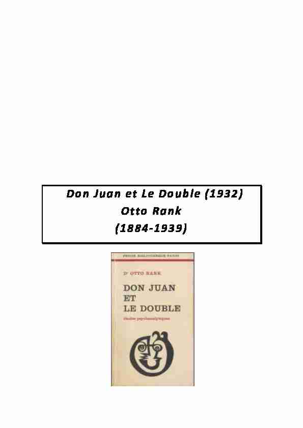 Otto Rank Don Juan et Le Double (1932) - Université du Québec à