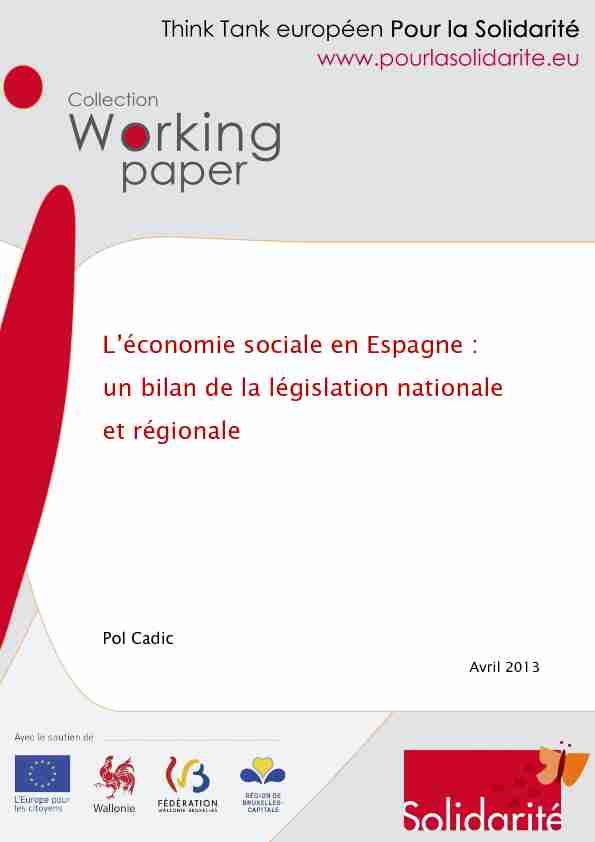 Léconomie sociale en Espagne : un bilan de la législation nationale