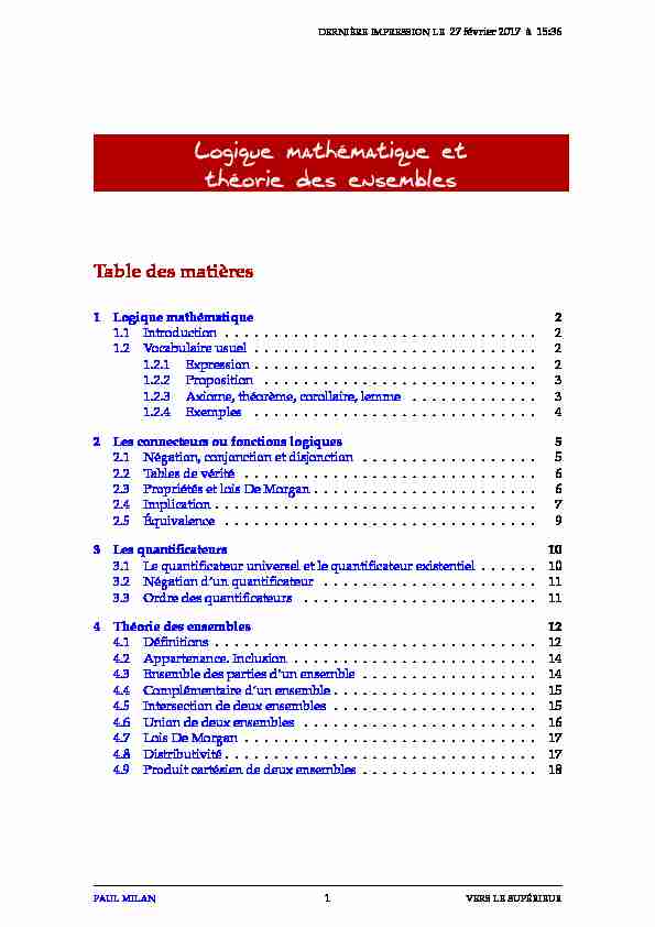 [PDF] Logique mathématique et théorie des ensembles - Lycée dAdultes