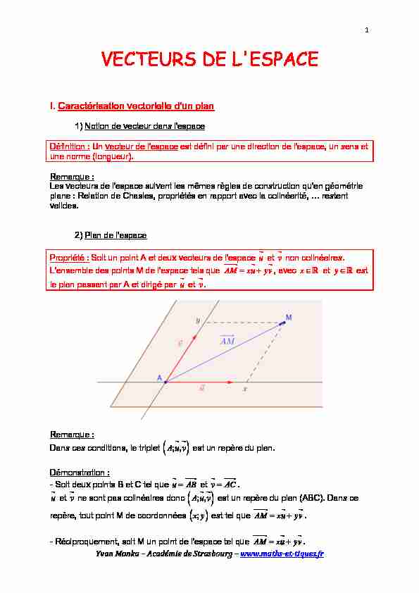[PDF] VECTEURS DE LESPACE - maths et tiques