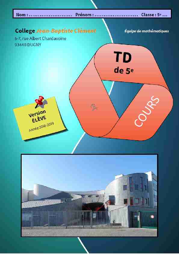 [PDF] Cours et TD de 5eme - •••> Les Mathématiques