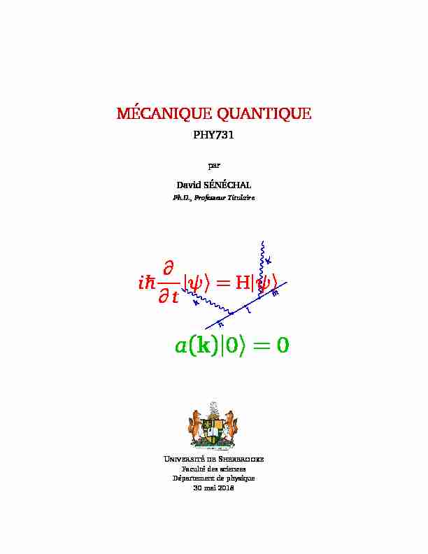 [PDF] PHY 731 : Mécanique quantique - Département de physique