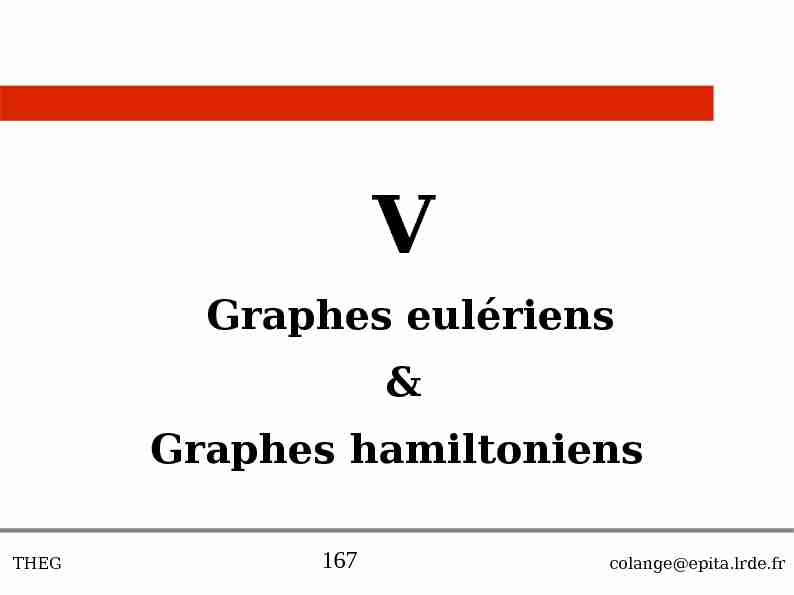 [PDF] Graphes eulériens & Graphes hamiltoniens - LRDE