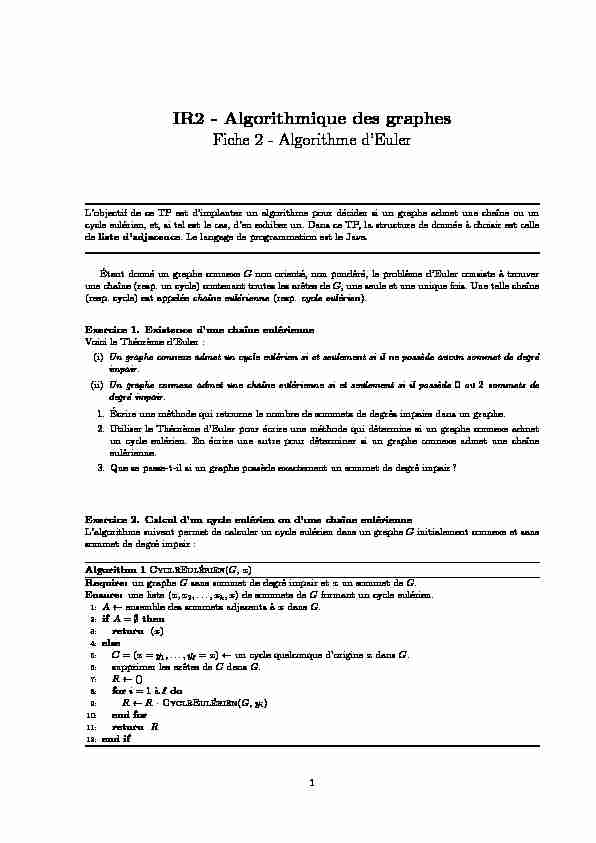 [PDF] IR2 - Algorithmique des graphes Fiche 2 - IGM