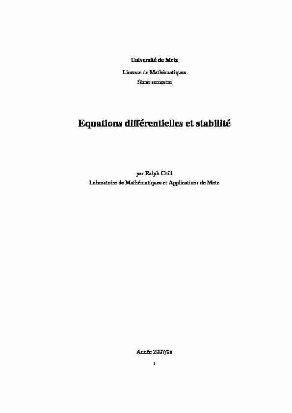 Equations différentielles et stabilité