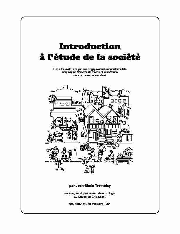 [PDF] Introduction à létude de la société - Jean-Marie Tremblay