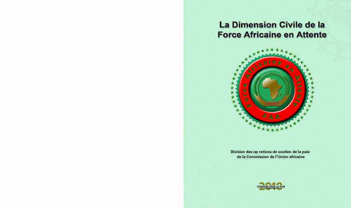 The Civilian Dimension of the African Standby Force