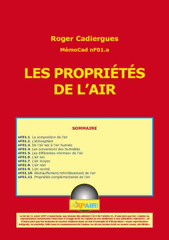 [PDF] LES PROPRIÉTÉS DE LAIR