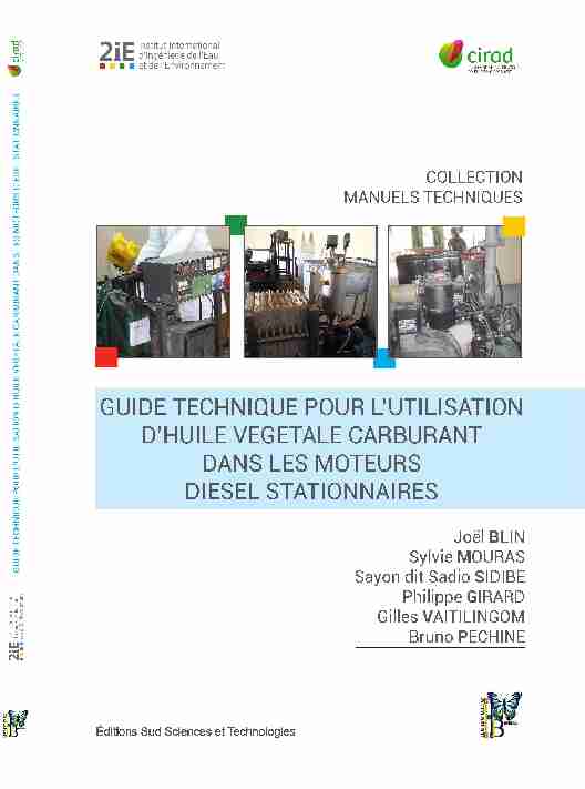 Guide technique pour lutilisation dhuile végétale carburant dans les