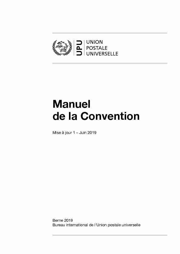 [PDF] Manuel de la Convention - Universal Postal Union