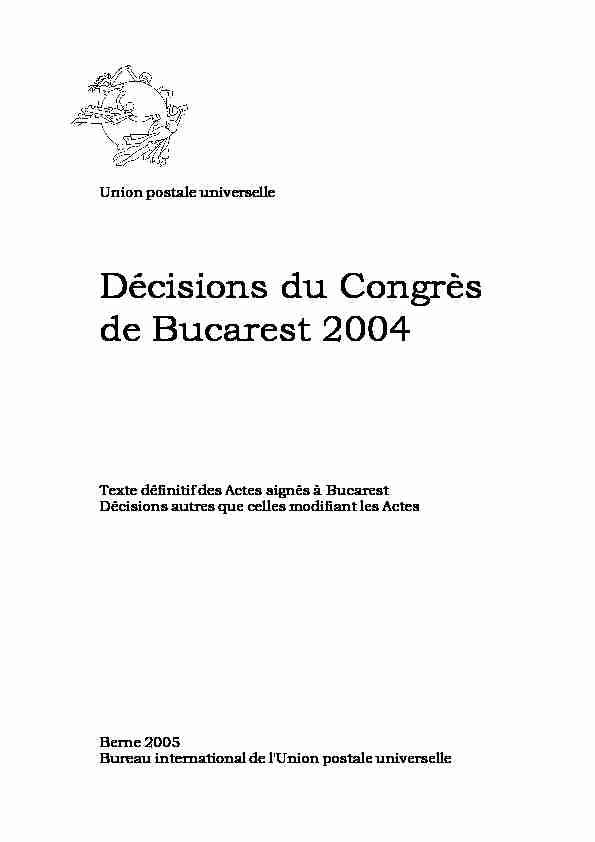 Décisions du Congrès de Bucarest 2004