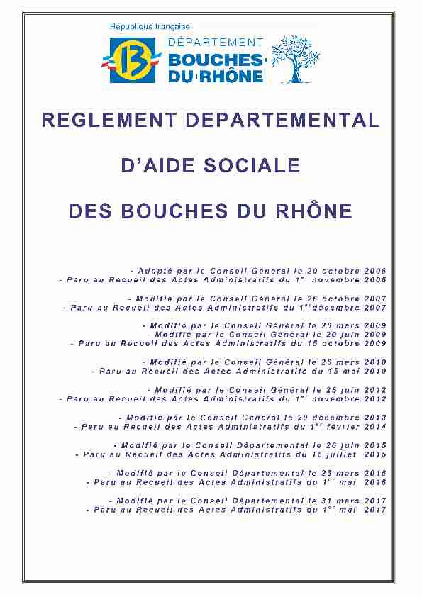 Règlement départemental daide sociale des Bouches du Rhône