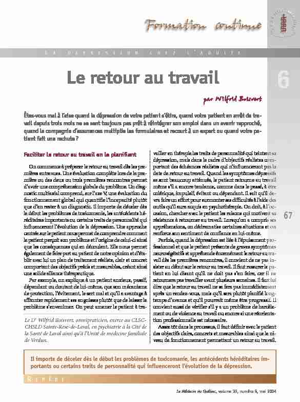 [PDF] Le retour au travail - Le Médecin du Québec