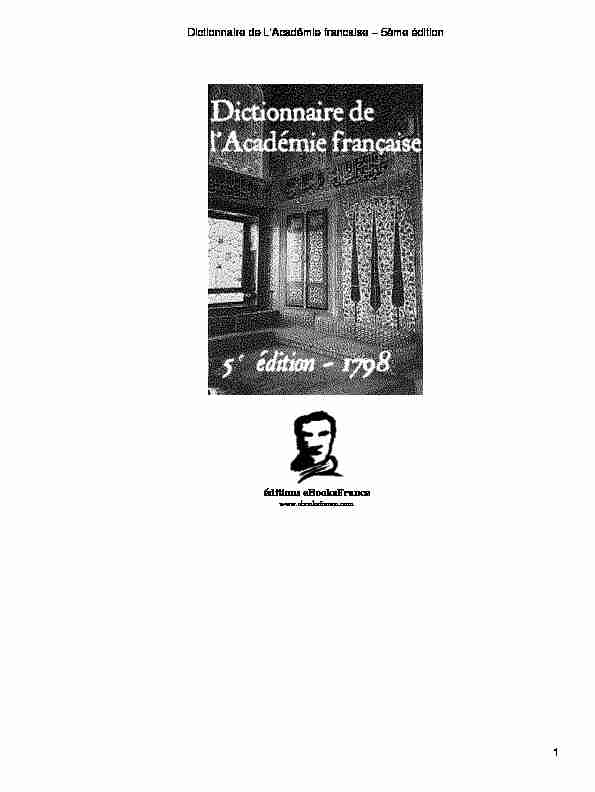 Dictionnaire de LAcadémie francaise - 5ème édition