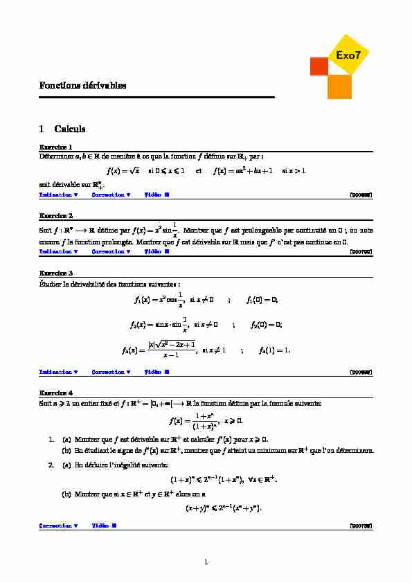 [PDF] Fonctions dérivables - Exo7 - Exercices de mathématiques