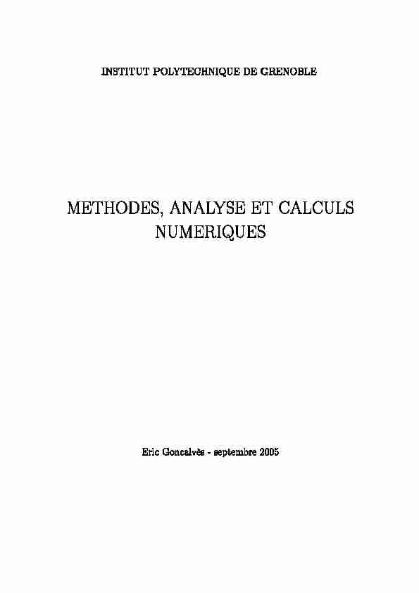 Méthodes et Analyse Numériques