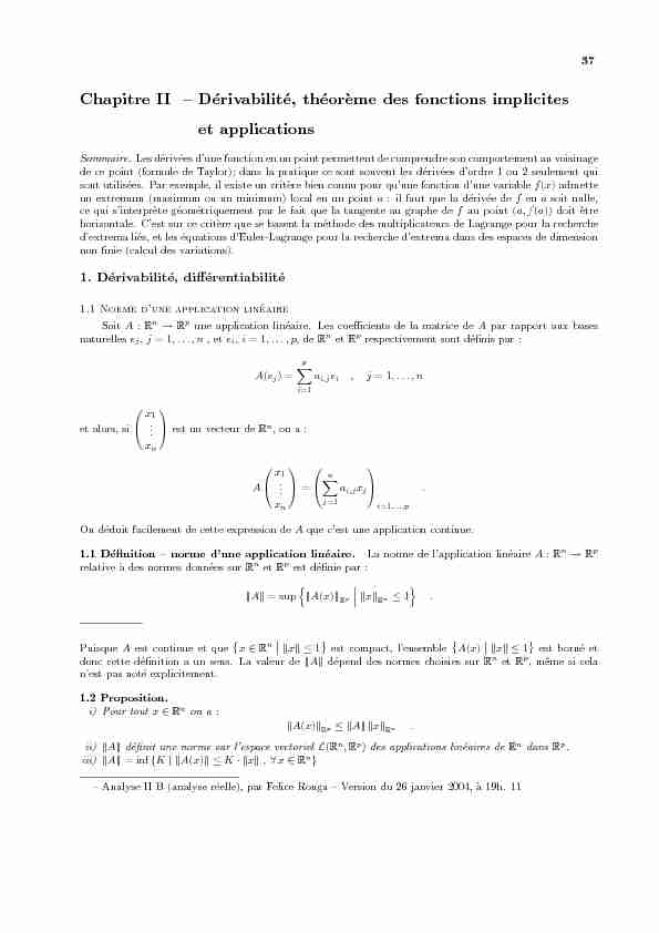 [PDF] Chapitre II – Dérivabilité théor`eme des fonctions implicites et