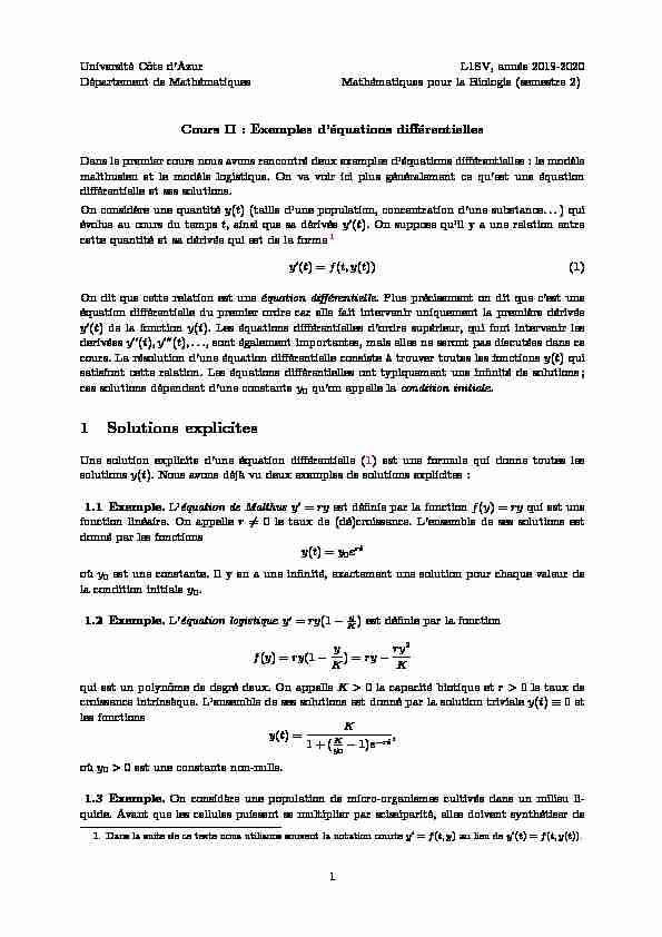 [PDF] 1 Solutions explicites - Université Côte dAzur