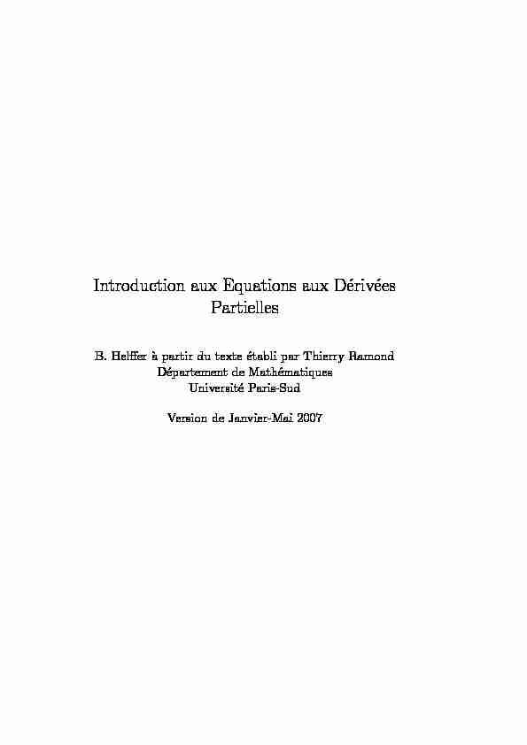 [PDF] Introduction aux Equations aux Dérivées Partielles