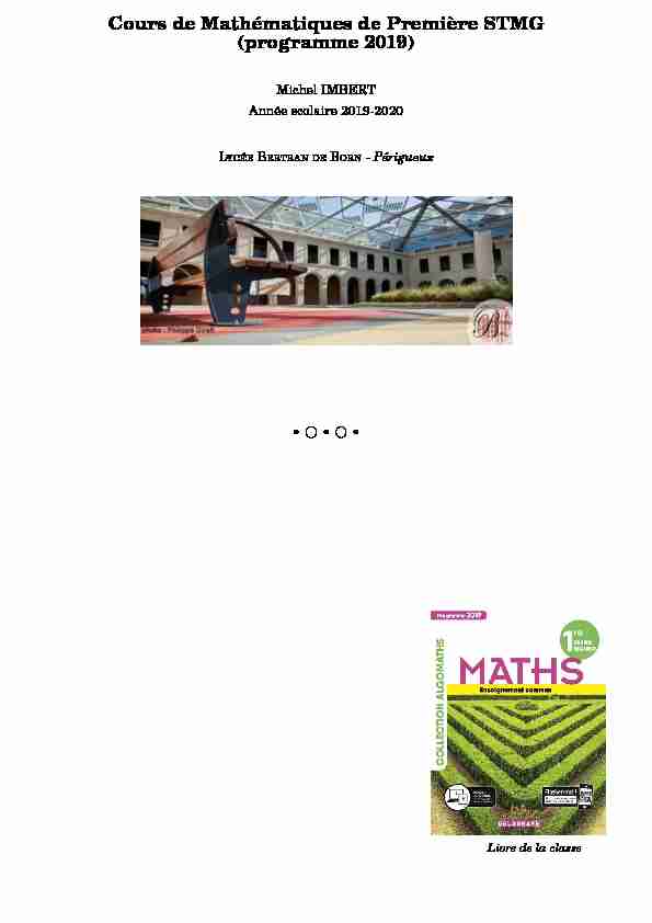 Cours de Mathématiques de Première STMG (programme 2019)