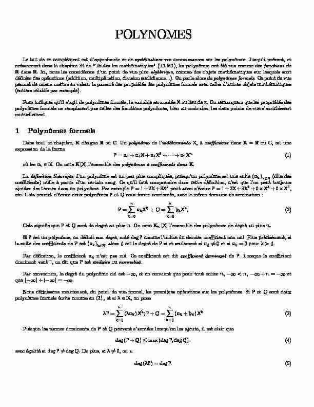 [PDF] POLYNOMES - Toutes les Maths