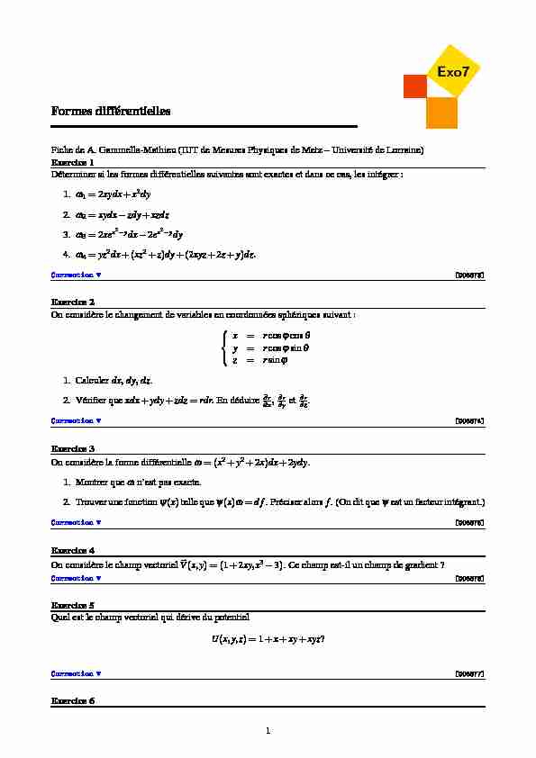 [PDF] Formes différentielles - Exo7 - Exercices de mathématiques
