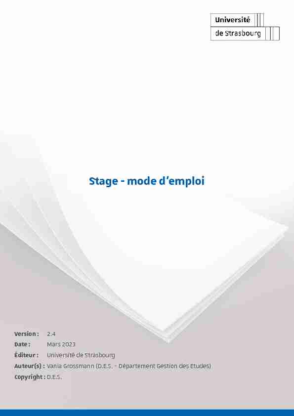 Stage - mode demploi