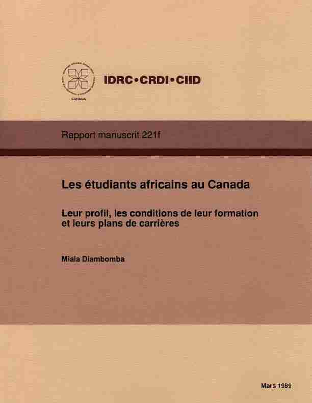 LES ETUDIANTS AFRICAINS AU CANADA - Leur profil les