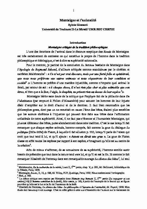 [PDF] Montaigne et lanimalité