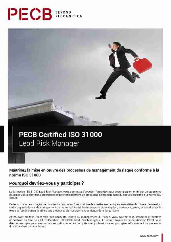 PECB Certified ISO 31000 Lead Risk Manager