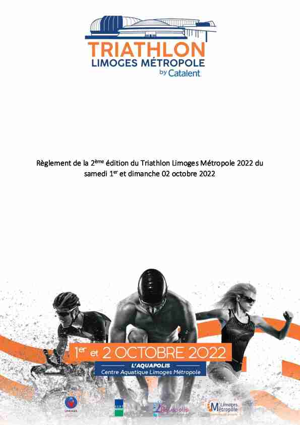Règlement de la 2ème édition du Triathlon Limoges Métropole 2022